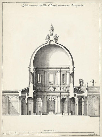 Settione interrna del Tempio White Modern Wood Framed Art Print with Double Matting by Fontana, Carlo