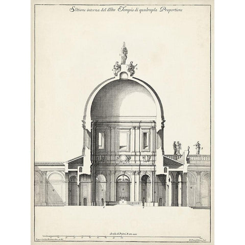 Settione interrna del Tempio Black Modern Wood Framed Art Print by Fontana, Carlo