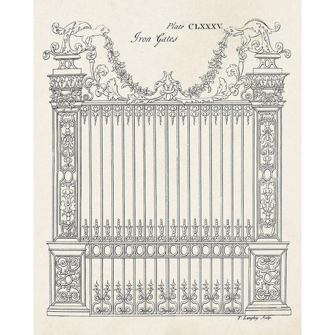 Design for an Iron Gate I White Modern Wood Framed Art Print by Langley