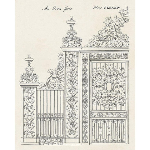 Design for an Iron Gate II White Modern Wood Framed Art Print by Langley