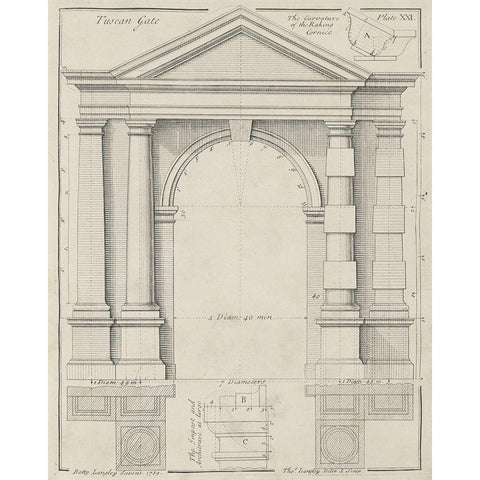 Tuscan Gate Gold Ornate Wood Framed Art Print with Double Matting by Langley