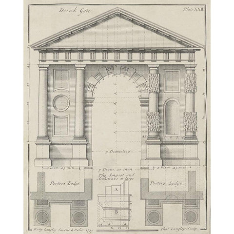 Doric Gate White Modern Wood Framed Art Print by Langley