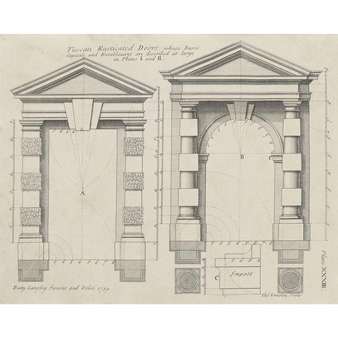 Tuscan Rusticated Doors Black Modern Wood Framed Art Print by Langley