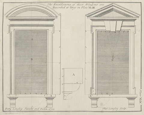 Window Entablatures Black Ornate Wood Framed Art Print with Double Matting by Langley