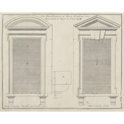 Window Entablatures Black Modern Wood Framed Art Print by Langley