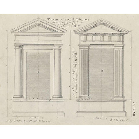 Tuscan and Doric Windows Black Modern Wood Framed Art Print with Double Matting by Langley