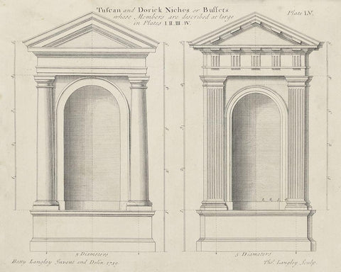 Tuscan and Doric Niches Black Ornate Wood Framed Art Print with Double Matting by Langley