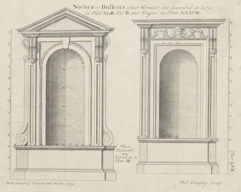 Niches or Buffets Black Ornate Wood Framed Art Print with Double Matting by Langley