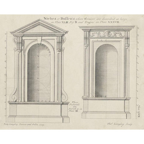 Niches or Buffets Gold Ornate Wood Framed Art Print with Double Matting by Langley