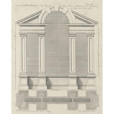 Venetian Windows of the Tuscan Order Black Modern Wood Framed Art Print by Langley