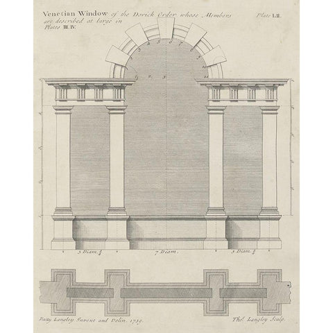 Venetian Windows of the Doric Order Gold Ornate Wood Framed Art Print with Double Matting by Langley