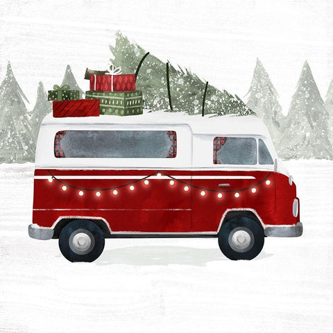 Yuletide Camper IV Black Modern Wood Framed Art Print with Double Matting by Barnes, Victoria