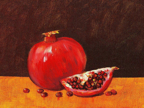 Pomegranate Still Life I White Modern Wood Framed Art Print with Double Matting by OToole, Tim