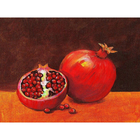 Pomegranate Still Life II Black Modern Wood Framed Art Print with Double Matting by OToole, Tim