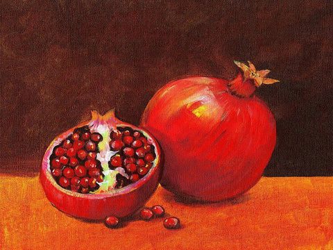 Pomegranate Still Life II White Modern Wood Framed Art Print with Double Matting by OToole, Tim