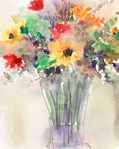 Custom Fancy that Bouquet I White Modern Wood Framed Art Print with Double Matting by Dixon, Samuel