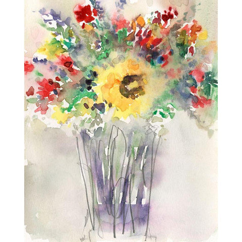 Custom Fancy that Bouquet II Gold Ornate Wood Framed Art Print with Double Matting by Dixon, Samuel