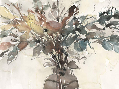 Dry Arrangement I White Modern Wood Framed Art Print with Double Matting by Dixon, Samuel