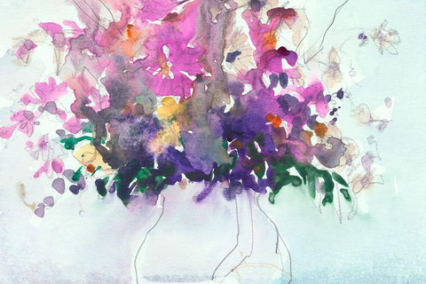 Floral in Pitcher I White Modern Wood Framed Art Print with Double Matting by Dixon, Samuel