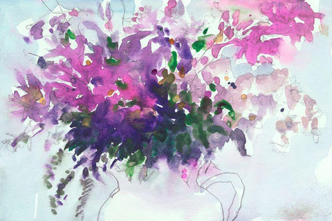 Floral in Pitcher II Black Ornate Wood Framed Art Print with Double Matting by Dixon, Samuel