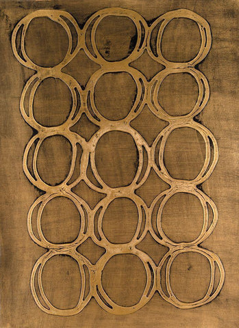 Concentric Metallic in Gold White Modern Wood Framed Art Print with Double Matting by Willett, Michael