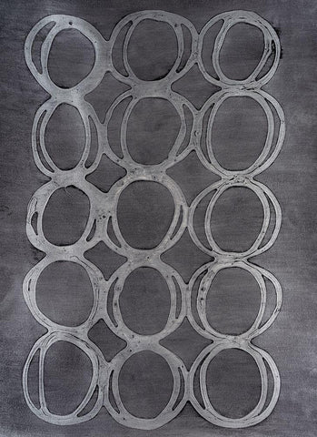 Concentric Metallic in Silver White Modern Wood Framed Art Print with Double Matting by Willett, Michael
