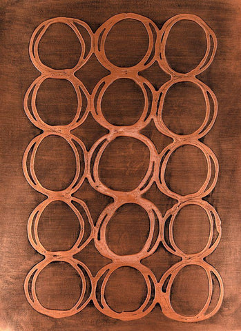 Concentric Metallic in Copper White Modern Wood Framed Art Print with Double Matting by Willett, Michael