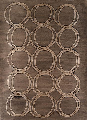 Concentric Metallic in Champagne White Modern Wood Framed Art Print with Double Matting by Willett, Michael
