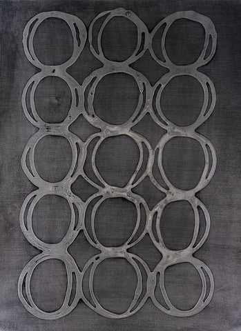 Concentric Metallic in Gunmetal White Modern Wood Framed Art Print with Double Matting by Willett, Michael