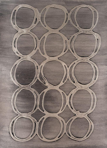 Concentric Metallic in Aged Silver White Modern Wood Framed Art Print with Double Matting by Willett, Michael
