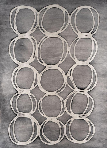 Concentric Metallic in Pearl White Black Ornate Wood Framed Art Print with Double Matting by Willett, Michael
