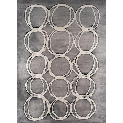 Concentric Metallic in Pearl White Black Modern Wood Framed Art Print by Willett, Michael