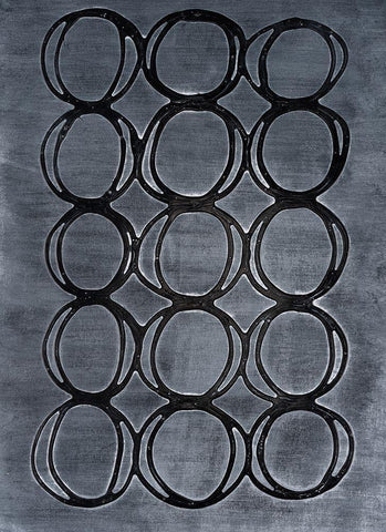 Concentric Metallic in Black Pearl White Modern Wood Framed Art Print with Double Matting by Willett, Michael
