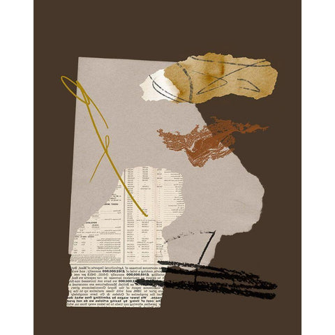 Paper Collage IV Black Modern Wood Framed Art Print with Double Matting by Wang, Melissa