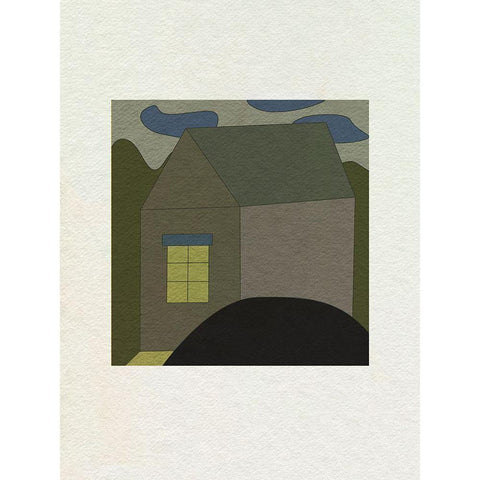 Mountain Houses I Black Modern Wood Framed Art Print with Double Matting by Wang, Melissa