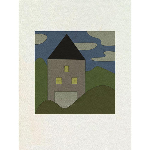 Mountain Houses II Black Modern Wood Framed Art Print by Wang, Melissa