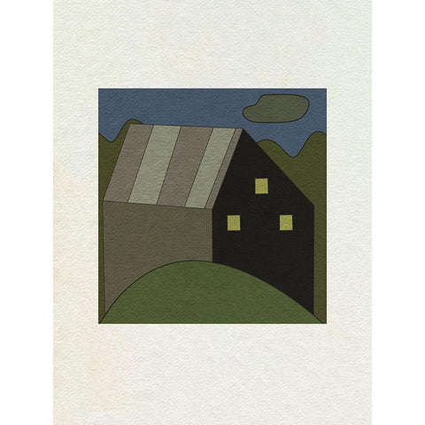 Mountain Houses V Black Modern Wood Framed Art Print with Double Matting by Wang, Melissa