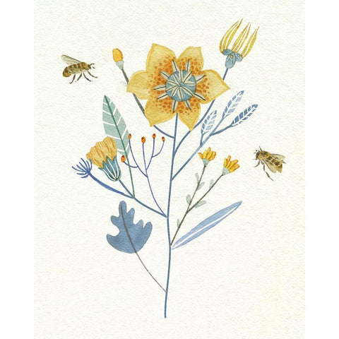 Honey Bees II Black Modern Wood Framed Art Print with Double Matting by Wang, Melissa