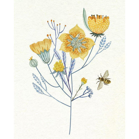 Honey Bees VI White Modern Wood Framed Art Print by Wang, Melissa