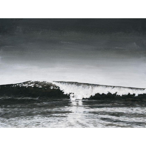 Black And White Waves I Gold Ornate Wood Framed Art Print with Double Matting by Willett, Michael