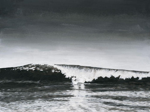 Black And White Waves I Black Ornate Wood Framed Art Print with Double Matting by Willett, Michael