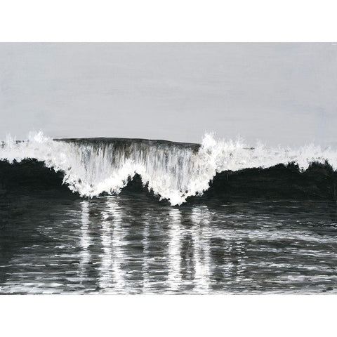 Black And White Waves II Gold Ornate Wood Framed Art Print with Double Matting by Willett, Michael