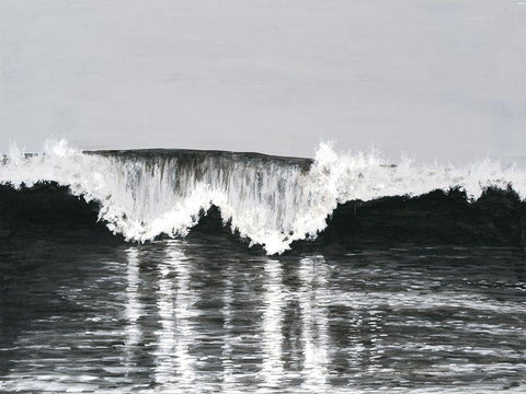 Black And White Waves II White Modern Wood Framed Art Print with Double Matting by Willett, Michael