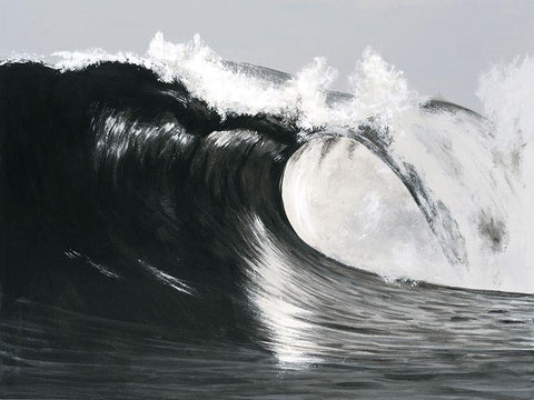 Black And White Waves III White Modern Wood Framed Art Print with Double Matting by Willett, Michael