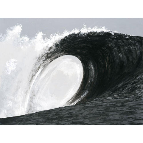 Black And White Waves IV Gold Ornate Wood Framed Art Print with Double Matting by Willett, Michael