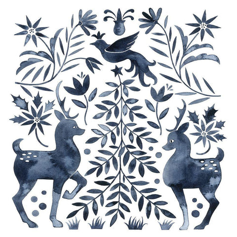 Otomi Inspired Christmas IV Black Ornate Wood Framed Art Print with Double Matting by Popp, Grace