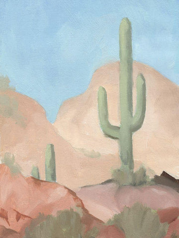 Sunny Saguaro I White Modern Wood Framed Art Print with Double Matting by Green, Jacob