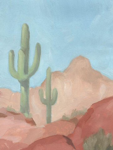 Sunny Saguaro II White Modern Wood Framed Art Print with Double Matting by Green, Jacob
