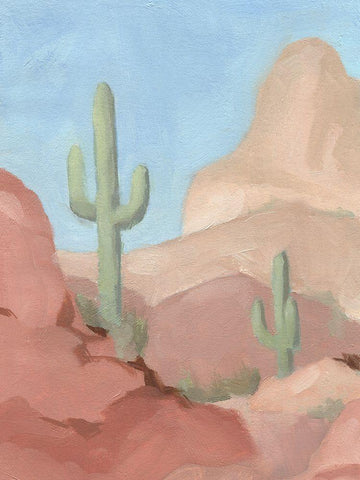 Sunny Saguaro IV White Modern Wood Framed Art Print with Double Matting by Green, Jacob