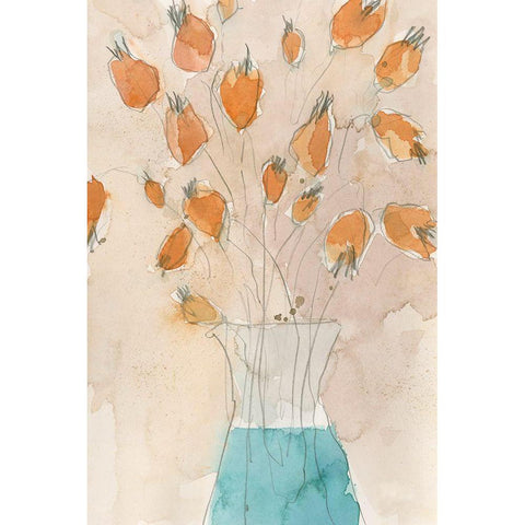 Poppy Vase II Black Modern Wood Framed Art Print with Double Matting by Dixon, Samuel